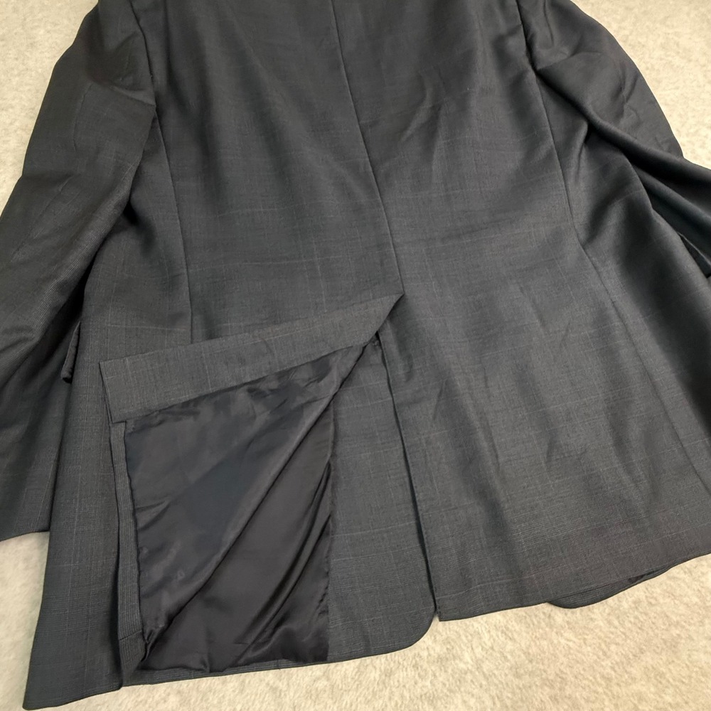 Hart Schaffner Marx Dillard's Mens 44R Blazer Pure New Wool Glen Plaid Charcoal - Picture 15 of 16